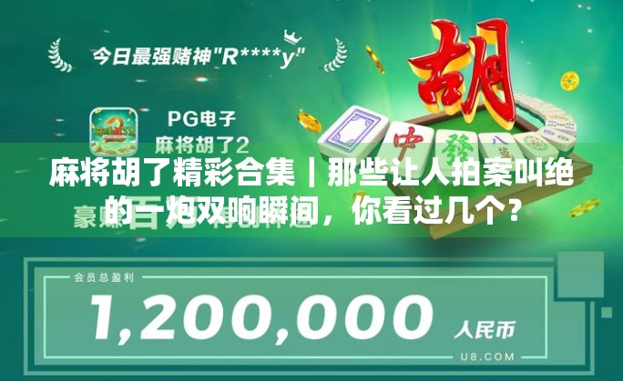 麻将胡了精彩合集｜那些让人拍案叫绝的一炮双响瞬间，你看过几个？